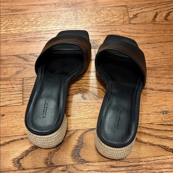 Nordstrom Black Mules with Woven Heel - Picture 2 of 8